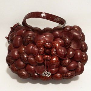 NEW* Brighton Small Bag Flower Pebbled Leather Burgundy *NEW*